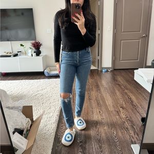 Agolde Nico Distressed High Waist Skinny Ankle Jeans